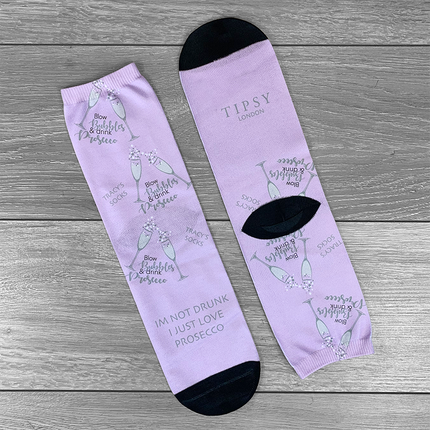 SMALL Tipsy Drink Bubbles Purple Socks Personalised Text - Hexcanvas