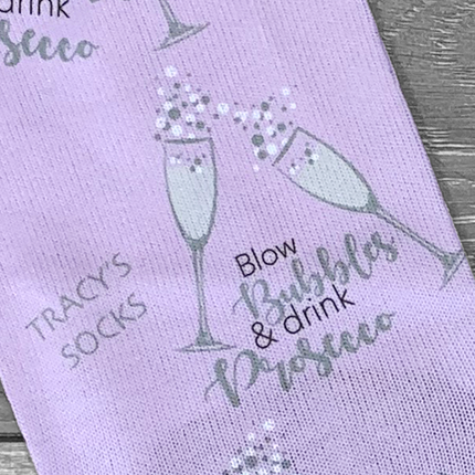 SMALL Tipsy Drink Bubbles Purple Socks Personalised Text - Hexcanvas