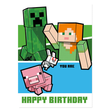 Giant XL A3 White Minecraft Birthday Card