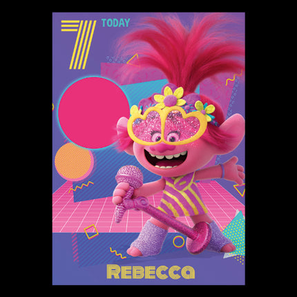 Trolls World Tour Photo, Age and Name Personalised Birthday Card - A5 Greeting Card