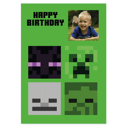 Giant XL A3 Green Minecraft Birthday Card