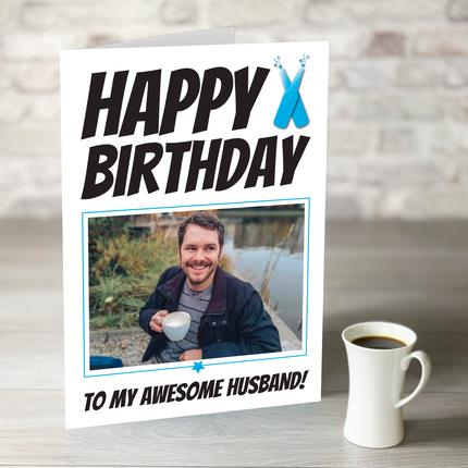 Happy Birthday Awesome Husband Card - Hexcanvas
