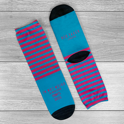 SMALL Bed Taker Blue / Pink Socks Personalised Text - Hexcanvas