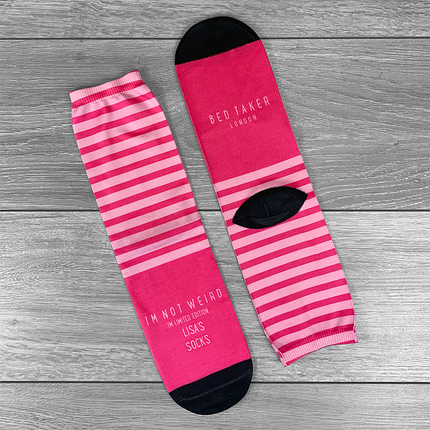 SMALL Bed Taker Pink Socks Personalised Text - Hexcanvas