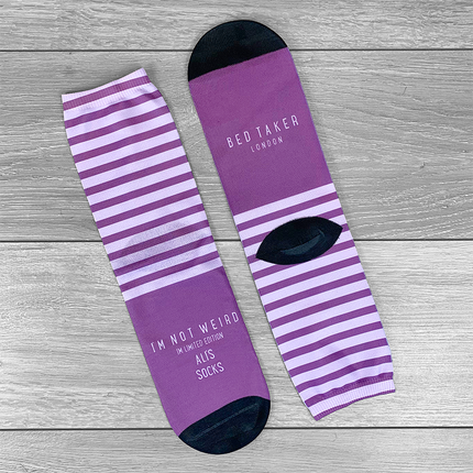 LARGE Bed Taker Purple Socks Personalised Text - Hexcanvas