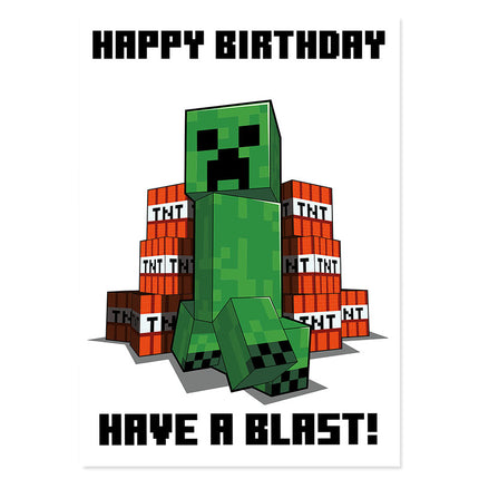 Giant XL A3 White Minecraft Birthday Card
