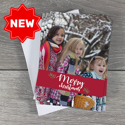 Christmas Card Pack of 6 - Merry Christmas full photo upload - Hexcanvas