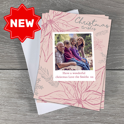 Christmas Card Pack of 6 - Christmas Wishes in Pink - Hexcanvas