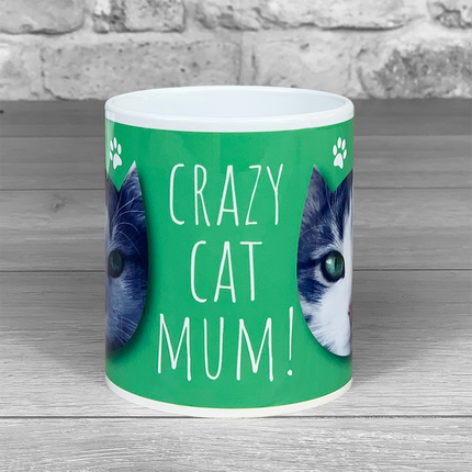 Crazy Cat Mum Personalised Photo Mug - Hexcanvas