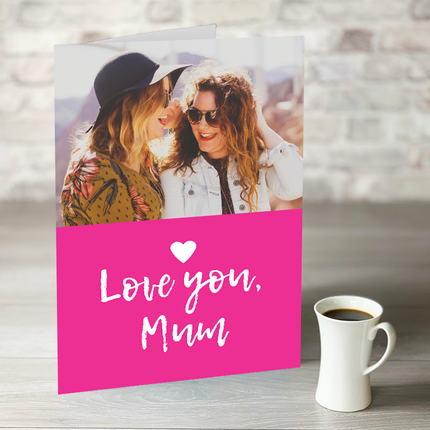 'Love you Mum' Card With Photo Upload - Hexcanvas