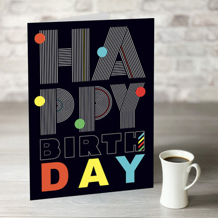 Retro Happy Birthday Card - Hexcanvas