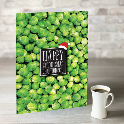 Happy Sproutsmas Christmas Personalised A3 Card - Hexcanvas