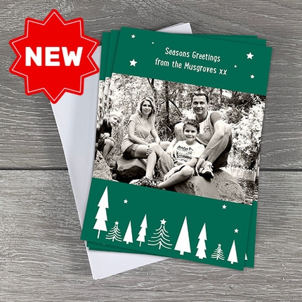 Christmas Card Pack of 6 - Tree Scene in Green - Hexcanvas