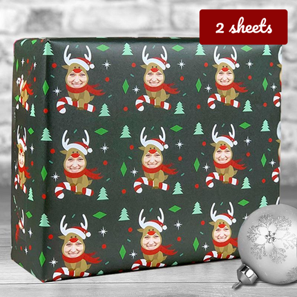 Christmas Gift Wrap Reindeer - Hexcanvas