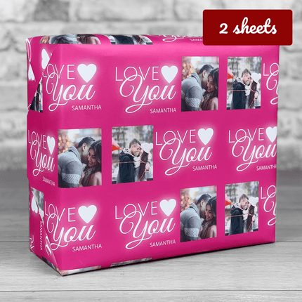 Love you Pink Gift Wrap MATCHING CARD AVAILABLE - Hexcanvas