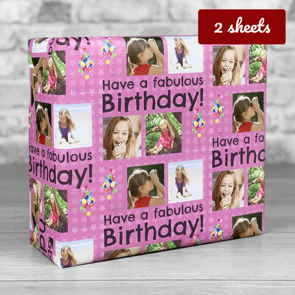 Fabulous Gift Wrap Birthday Pink **MATCHING CARD AVAILABLE** - Hexcanvas