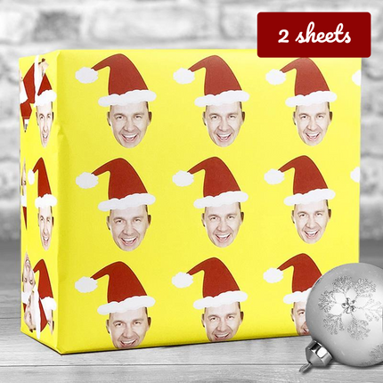 Christmas Gift Wrap Santa Hat - Yellow - Hexcanvas