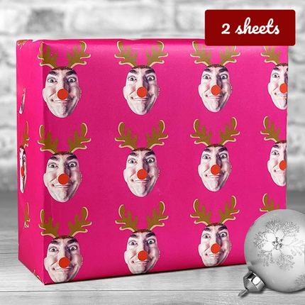 Christmas Gift Wrap Reindeer - Fuchsia - Hexcanvas