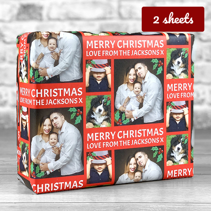 Christmas Gift Wrap 3 photo upload - Red - Hexcanvas