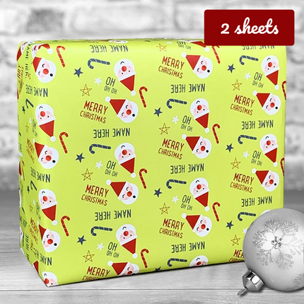 Christmas Gift Wrap - Lime Ho Ho Ho - Hexcanvas