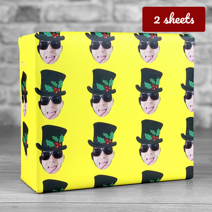 Christmas Gift Wrap Top Hat - Yellow - Hexcanvas