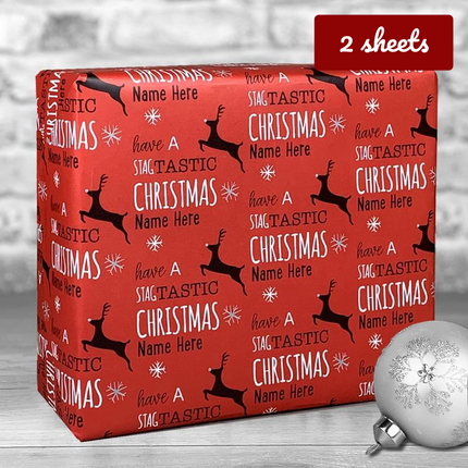 Christmas Gift Wrap - Red Stagtastic - Hexcanvas