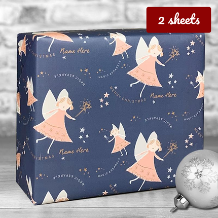 Christmas Gift Wrap - Powder Blue Fairy Magic - Hexcanvas