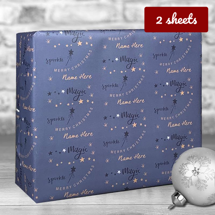 Christmas Gift Wrap - Magic & Sparkle Powder Blue - Hexcanvas