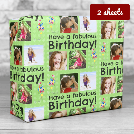 Fabulous Gift Wrap Birthday Green **MATCHING CARD AVAILABLE** - Hexcanvas