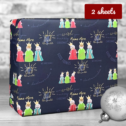 Christmas Gift Wrap - Midnight Blue 3 Kings - Hexcanvas