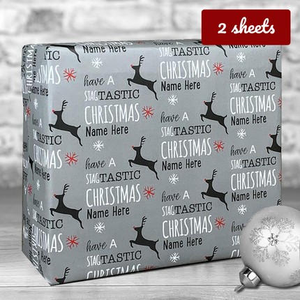 Christmas Gift Wrap - Grey Stagtastic - Hexcanvas