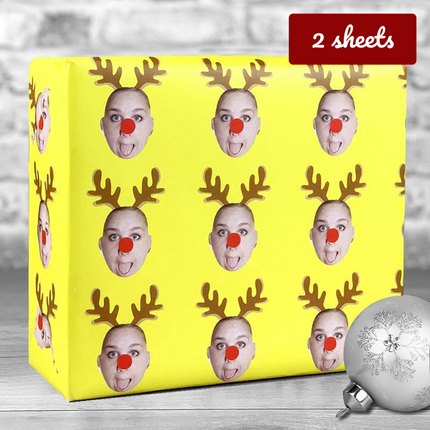 Christmas Gift Wrap Reindeer - Yellow - Hexcanvas