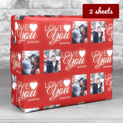 Love you Red Gift Wrap MATCHING CARD AVAILABLE - Hexcanvas