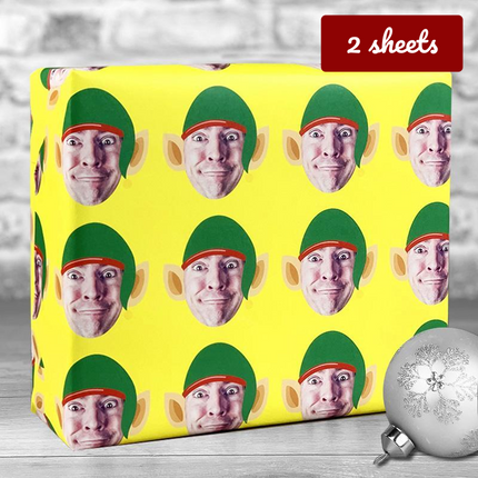 Personalised Elf Wrapping Paper - Yellow - Hexcanvas