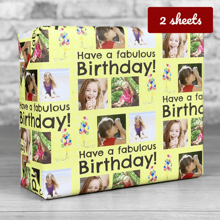 Fabulous Gift Wrap Birthday Yellow **MATCHING CARTD AVAILABLE** - Hexcanvas