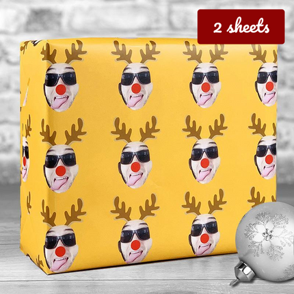 Christmas Gift Wrap Reindeer - Orange - Hexcanvas