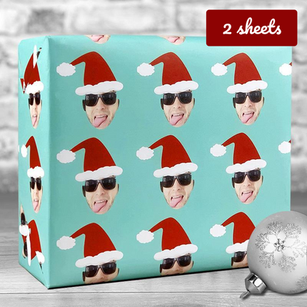 Christmas Gift Wrap Santa Hat - Teal - Hexcanvas
