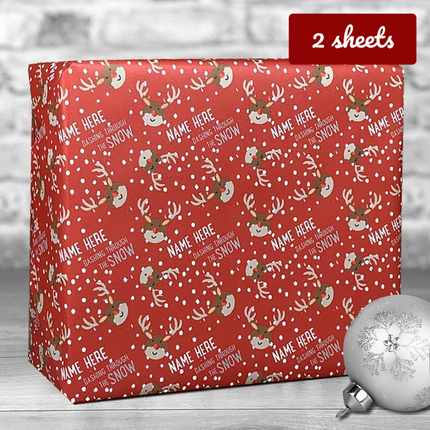 Christmas Gift Wrap - Red Dashing through the snow - Hexcanvas