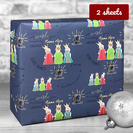 Christmas Gift Wrap - Powder Blue 3 Kings - Hexcanvas