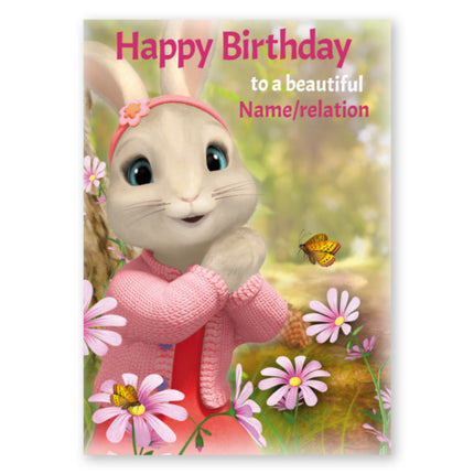 Peter Rabbit Birthday Girl Name Card - A5 Greeting Card