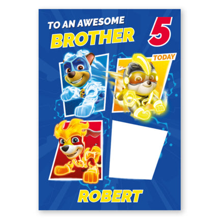 Paw Patrol Personalised Photo, Name and Age Birthday Card - A5 Greeting Card
