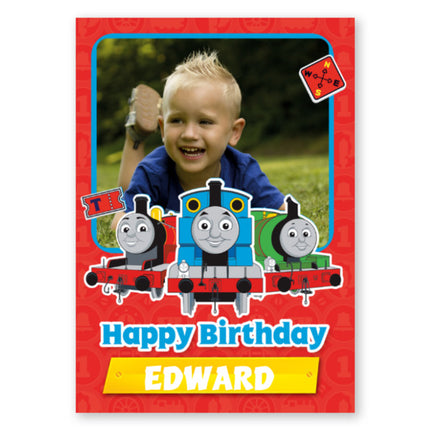 Thomas and Friends Personalised Name and Photo Upload Birthday Card - A5 Greeting Card