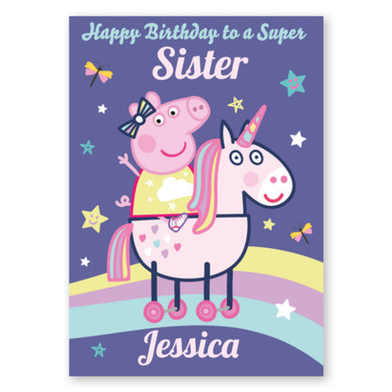 Peppa Pig Personalised Any Relation Unicorn Birthday Card - A5 Greeting Card