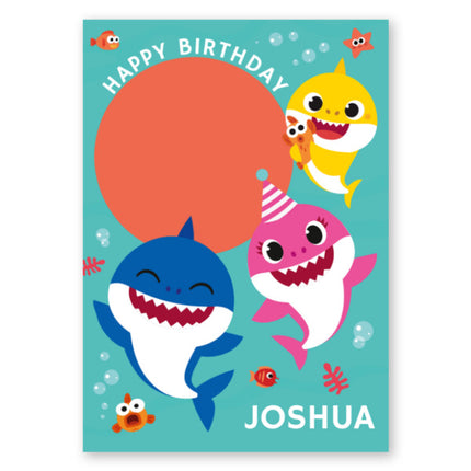 Baby Shark Personalised Name and Photo Birthday Card - A5 Greeting Card