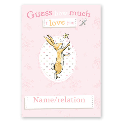 Guess How Much I Love You any name rabbit flower card - A5 Greeting Card