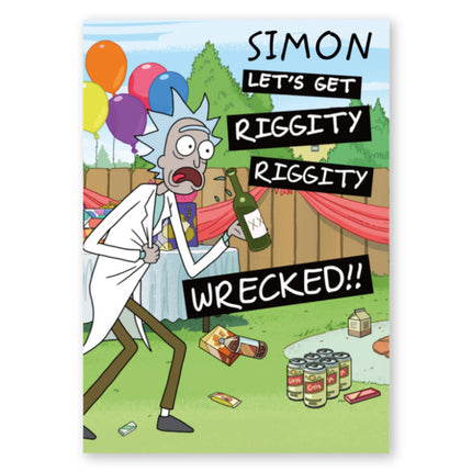Rick & Morty Any Name Riggity Wrecked Birthday Card - A5 Greeting Card