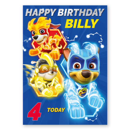 Paw Patrol Personalised Name and Age Blue Birthday Card - A5 Greeting Card