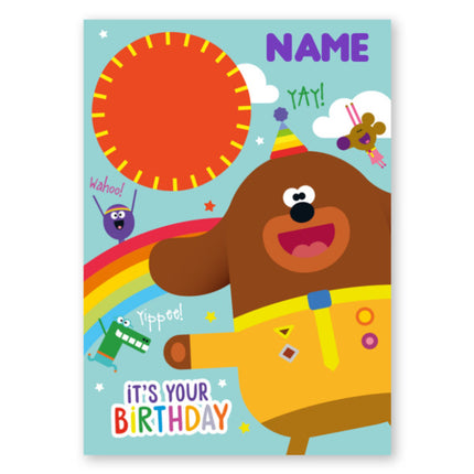 Hey Dugee Age And Name Card - A5 Greeting Card