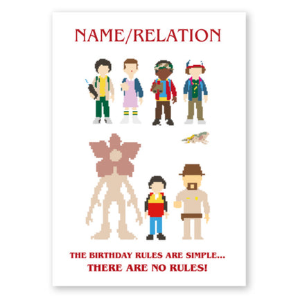Stranger Things Personalised No Rules Birthday Card  - A5 Greeting Card