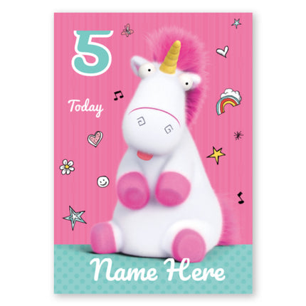 Minions Personalised Any Age and Name Unicorn Birthday Card - A5 Greeting Card